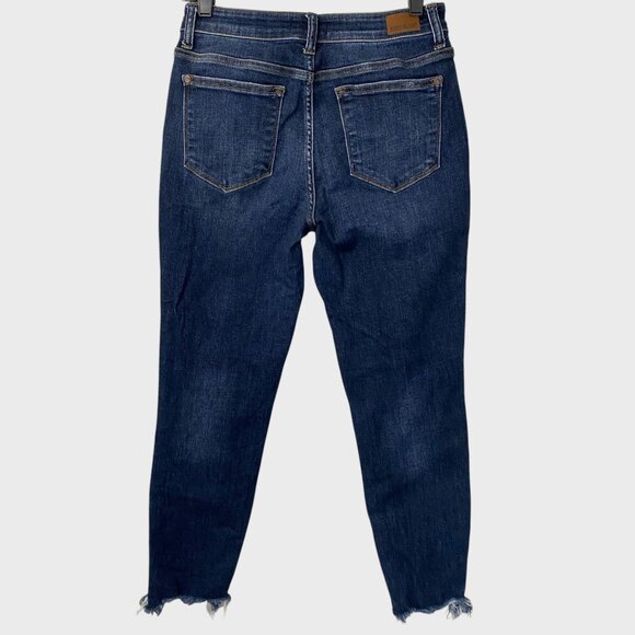 Judy Blue Mid-Rise Destroyed Slim Fit Jeans Women's Size 27 Distressed Raw-Hem - Picture 4 of 11